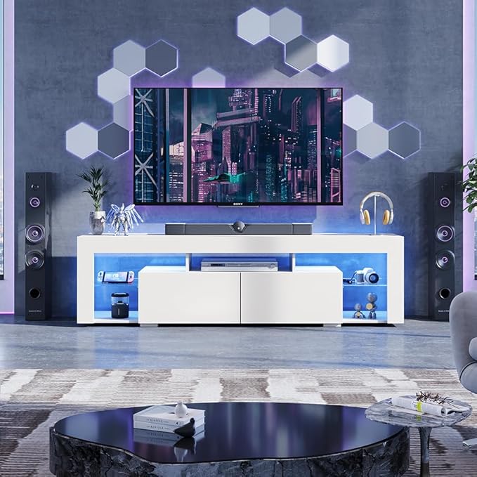 WLIVE TV Stand for 65 to 70 Inch TV, Modern Entertainment Center