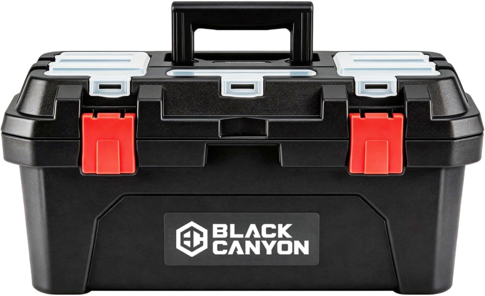 Black Canyon 19 Inch Portable Plastic Tool Box, 19 in × 9.6 in × 8.3 in, Padl...