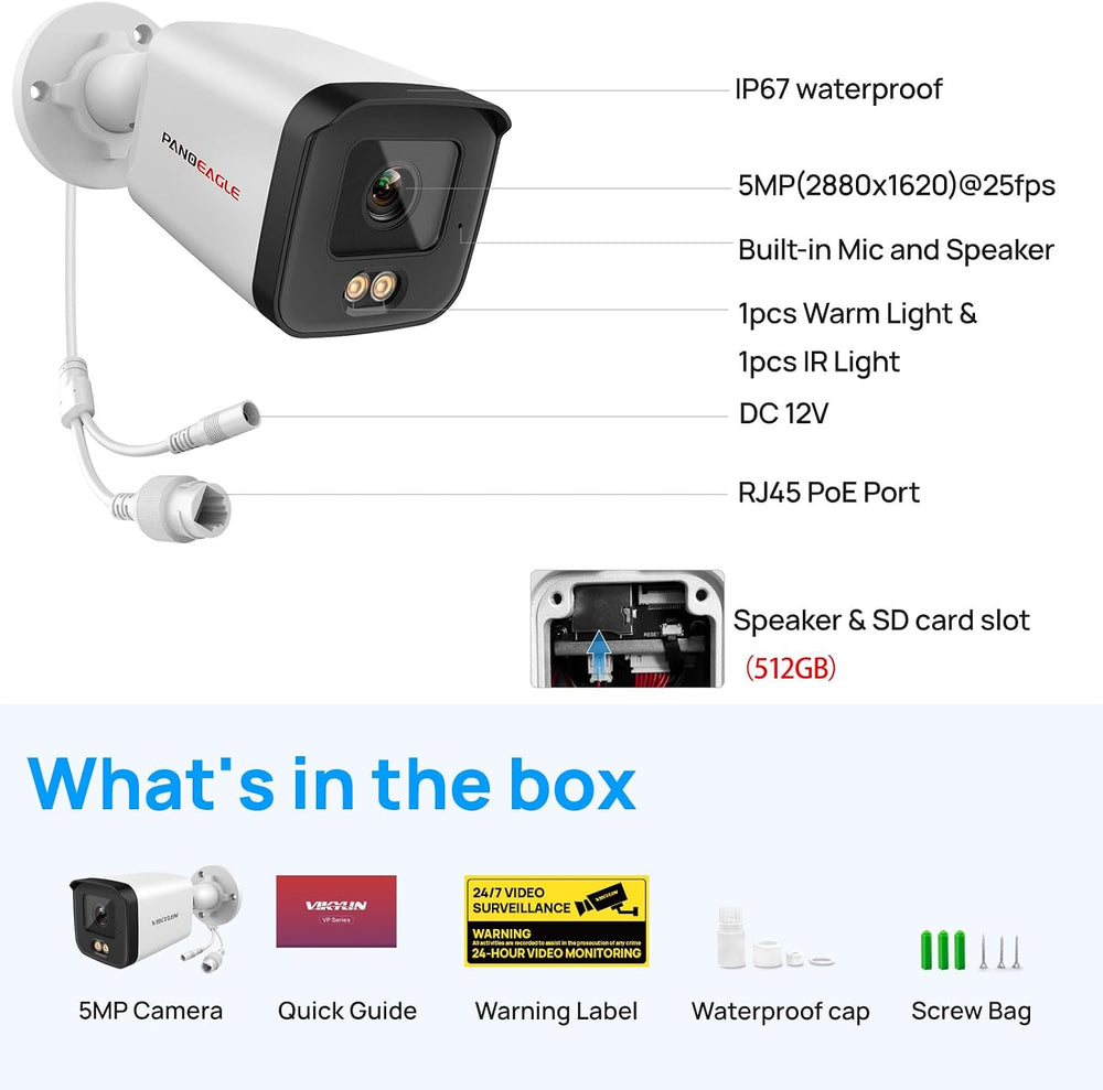 PANOEAGLE 5MP Full Color PoE IP Camera Outdoor with Smart Dual Light