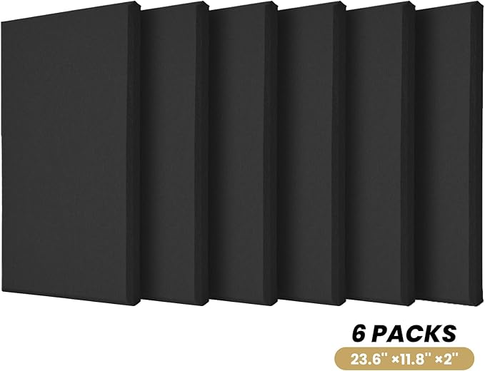 6 PCS Acoustic Panels, Large Soundproof Wall Panels, Professional Fiberglass