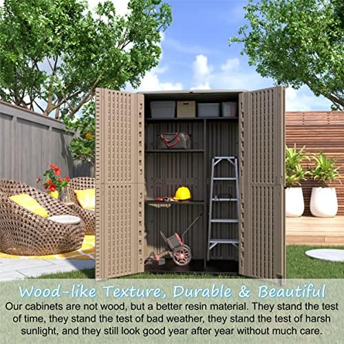 Mrosaa Sheds & Outdoor Storage, 52 Cu.ft Vertical Storage with Floor, Cab...