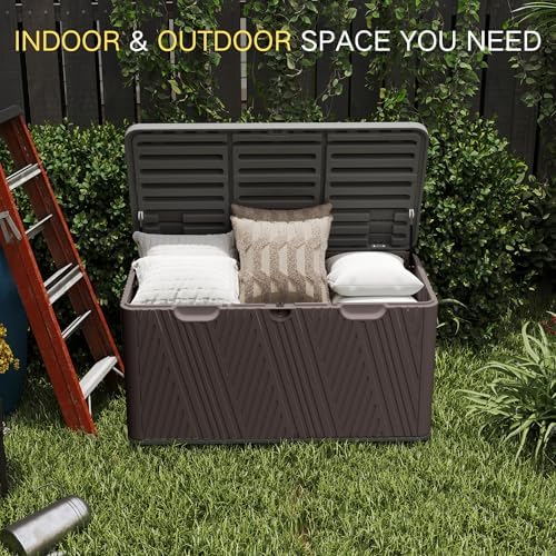 Kingdura 110 Gallon Outdoor Storage Box, Waterproof Resin Deck Box for Indoor...