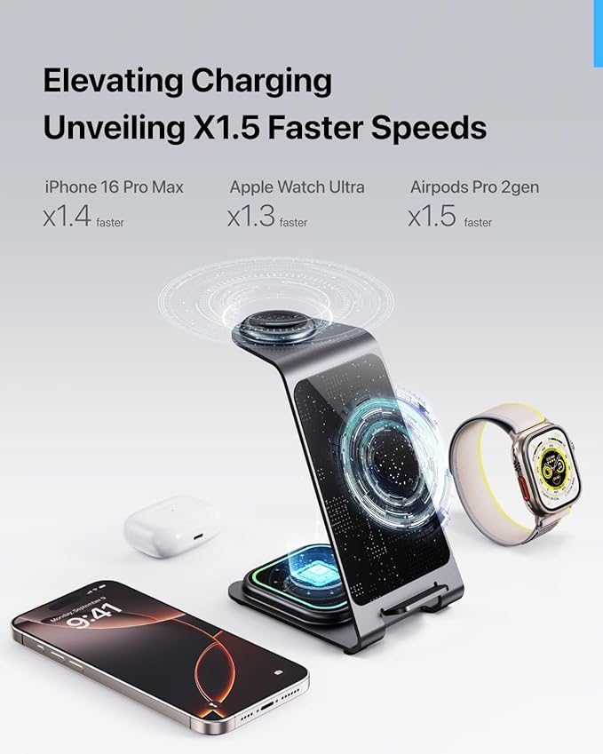 Intoval Aluminum 3 in 1 Wireless Charging Station