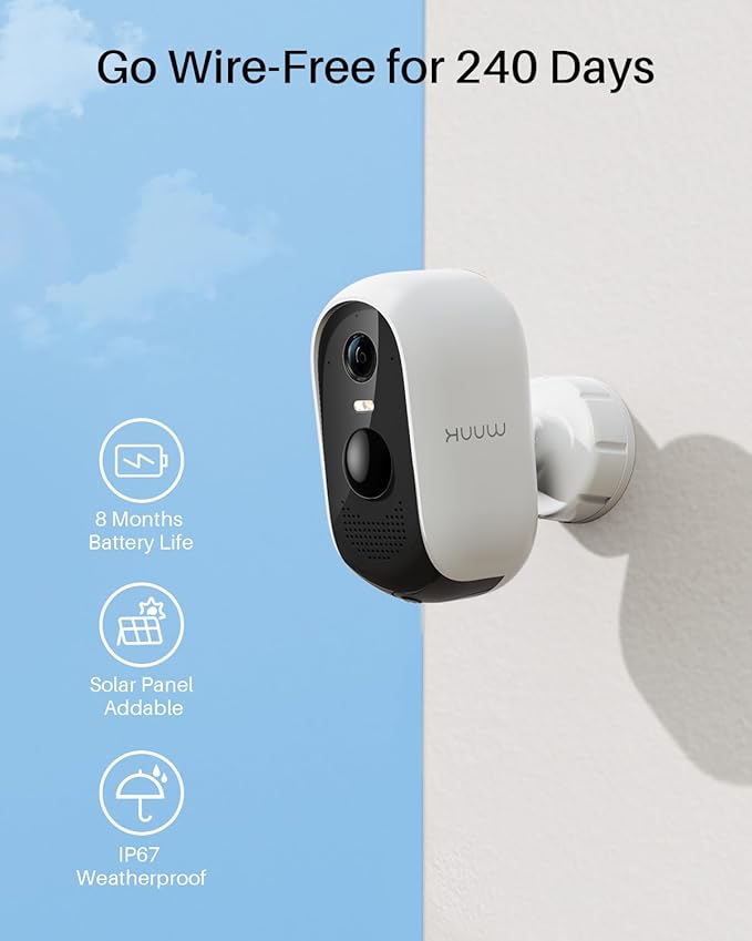 WUUK Security Cameras Wireless Outdoor, Indoor Camera, Home Surveillance System