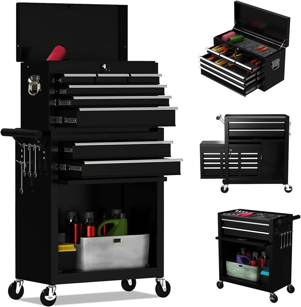 8-Drawer High Capacity Rolling Tool Chest, Removable Cabinet Storage Tool Box...