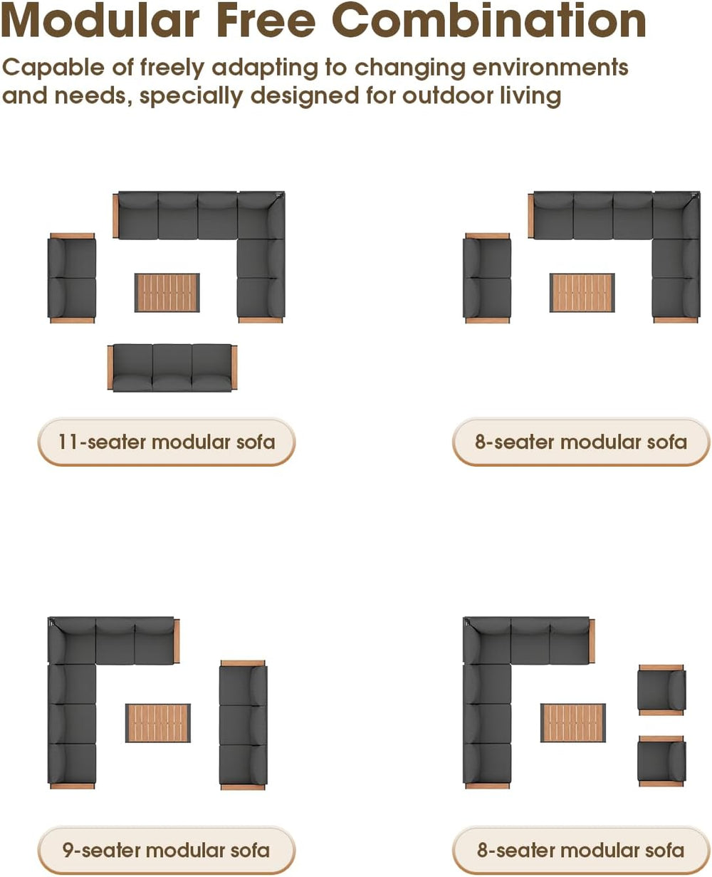 Aluminum Outdoor Patio Furniture Set 8 Seats, Outdoor Sectional Corner Sofa, ...