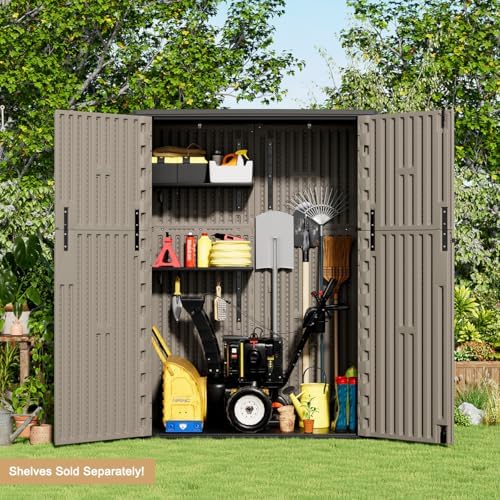KINYING Outdoor Storage Cabinet Waterproof, 57 Cu.ft Resin Vertical Outdoor S...