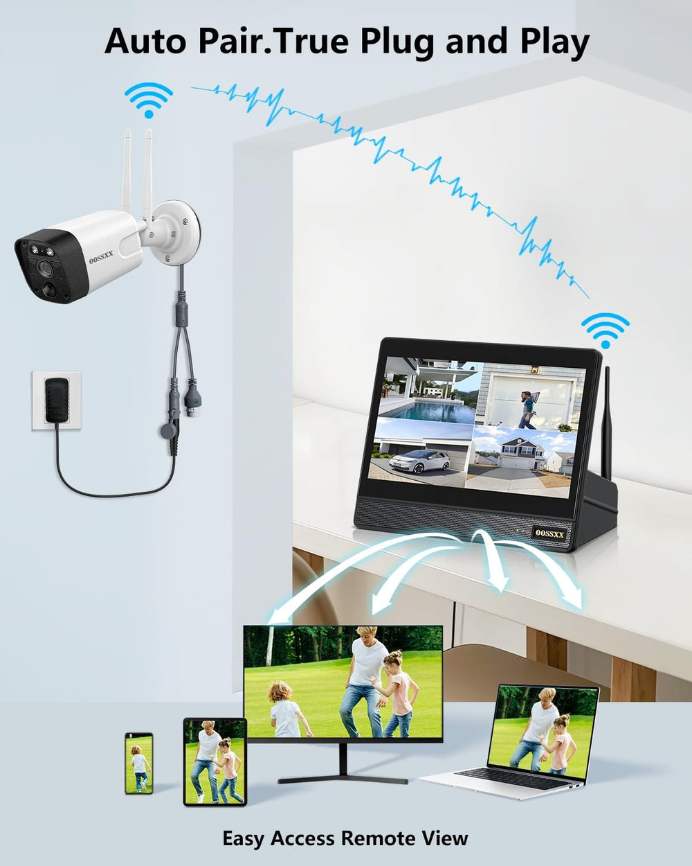 5MP WiFi Security Camera System, 10CH NVR with 16" IPS Monitor, 128GB