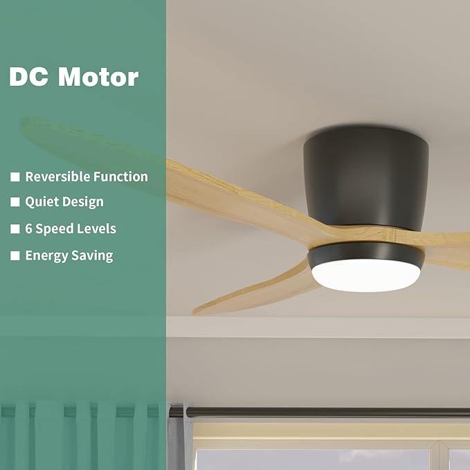 OUATER Flush Mount Ceiling Fan