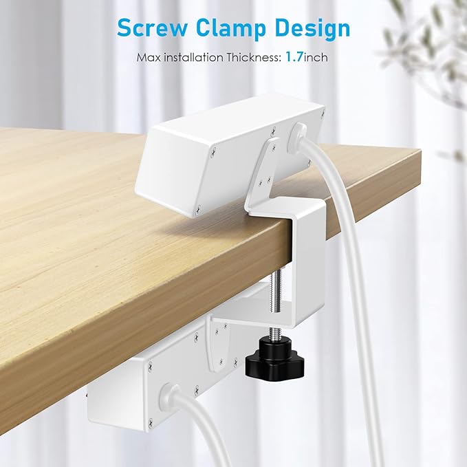 Desk Clamp Power Strip with PD20W USB-C, 2 in 1 Dual Layer Under Desk Power