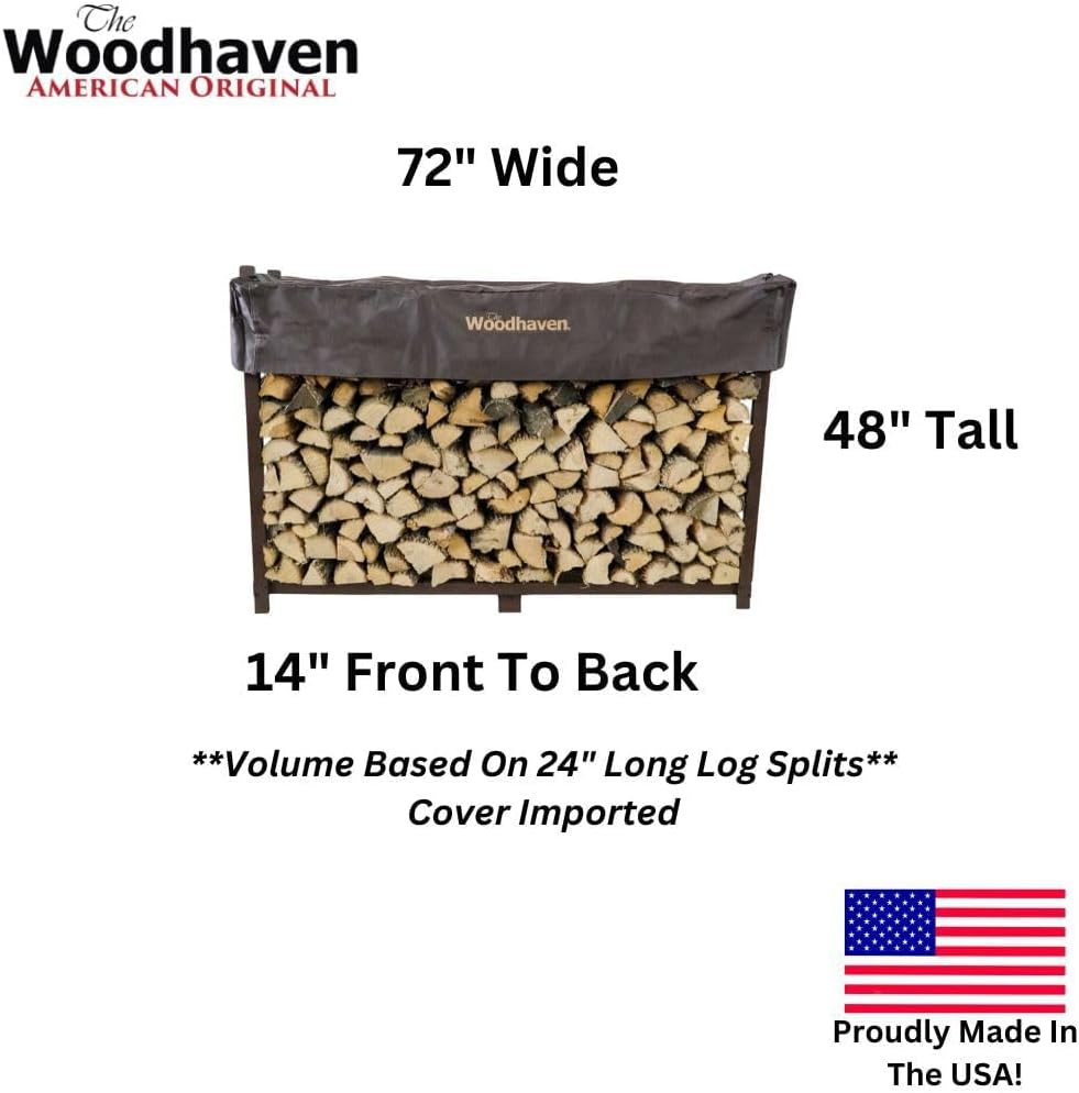 Woodhaven 6-ft Raised Firewood Rack Brown, 1/3 Cord w/ Cover | Made in USA