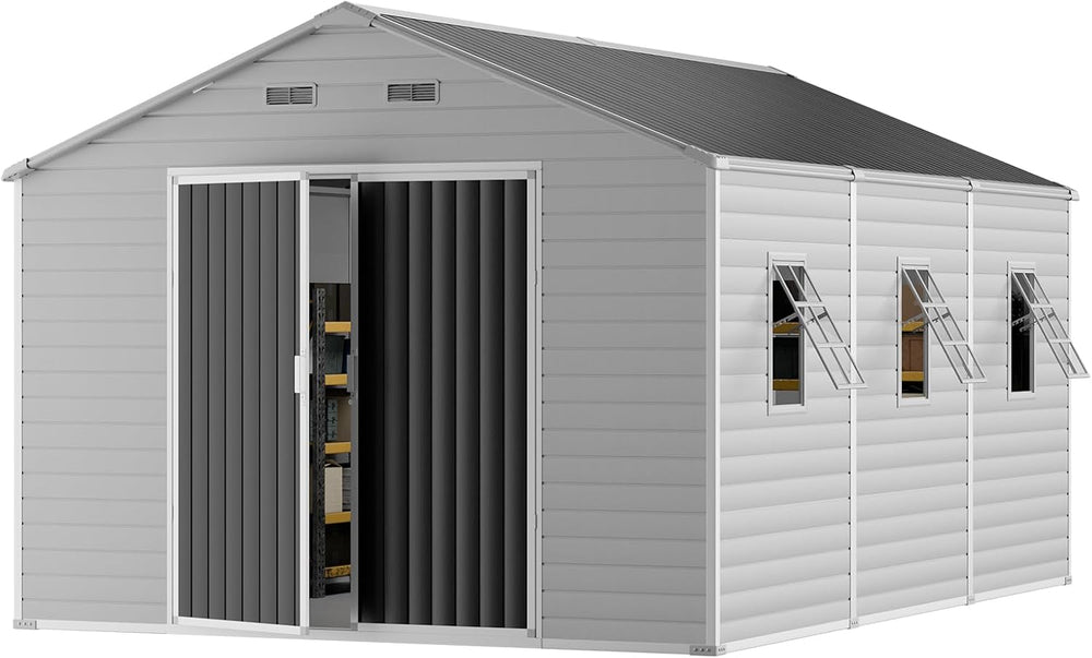 CDCASA 10x14 FT Extra Large Resin Storage Shed Floor, Heavy Duty, Dove Grey
