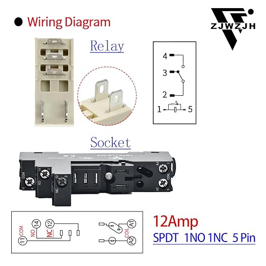 12 Pcs 12Amp Power Relay Switch UL Listed 24V DC Relay Coil, 5 Pin SPDT 1NO 1NC