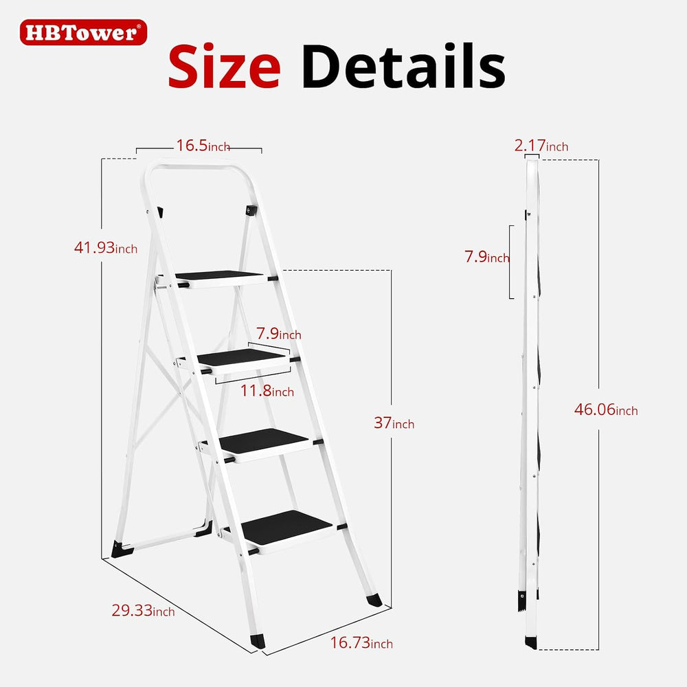 HBTower 4 Step Ladder, Folding Step Stool for Adults