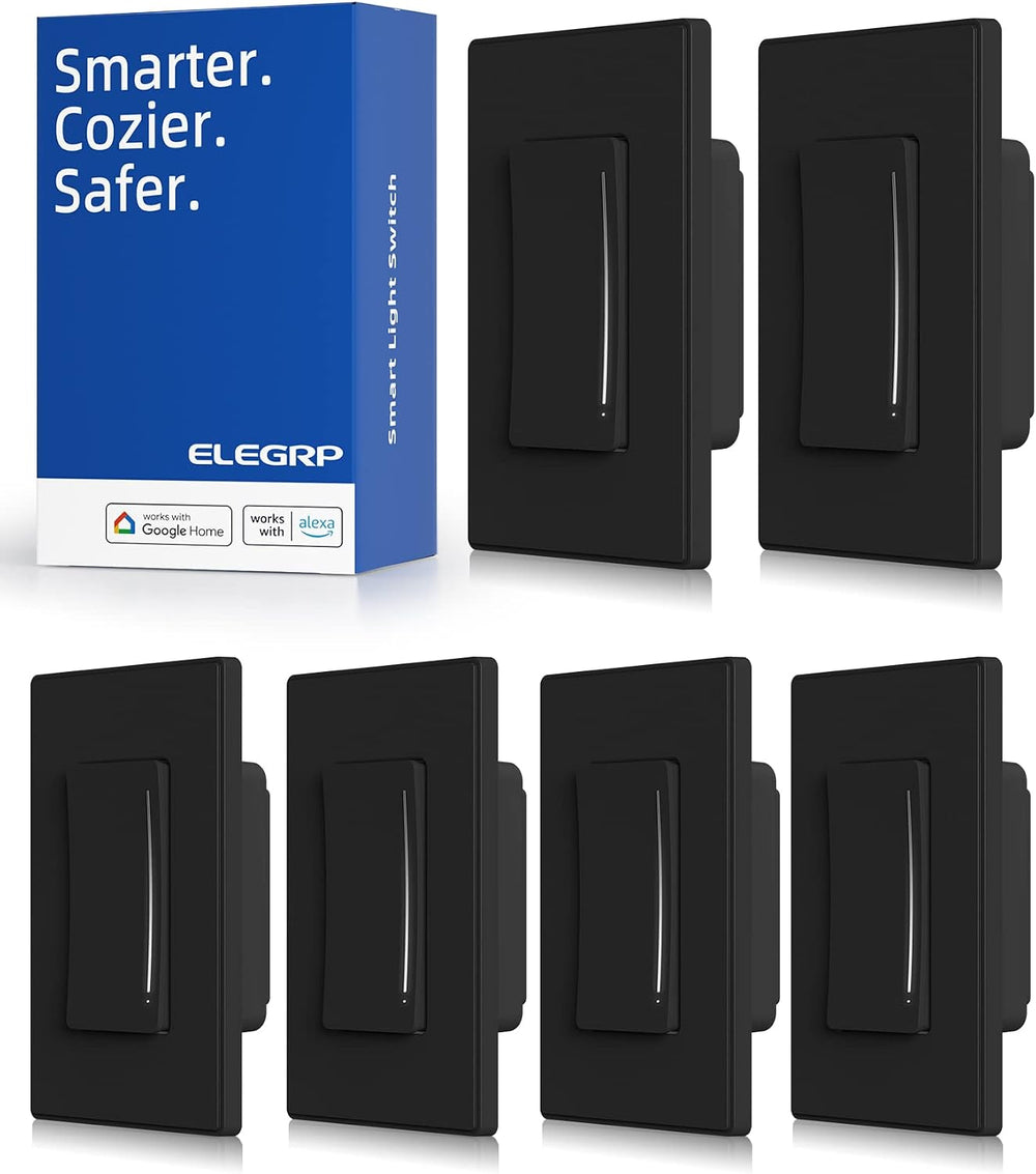 ELEGRP Smart Dimmer Light Switch DTR10, Single Pole Setup, 2.4GHz Wi-Fi Touch...