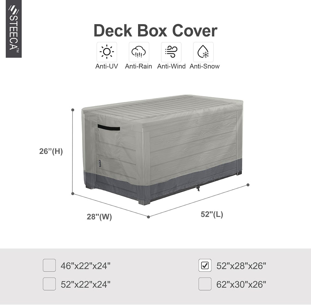 Patio Deck Box Cover Waterproof, 52L x 28W x 26H inch