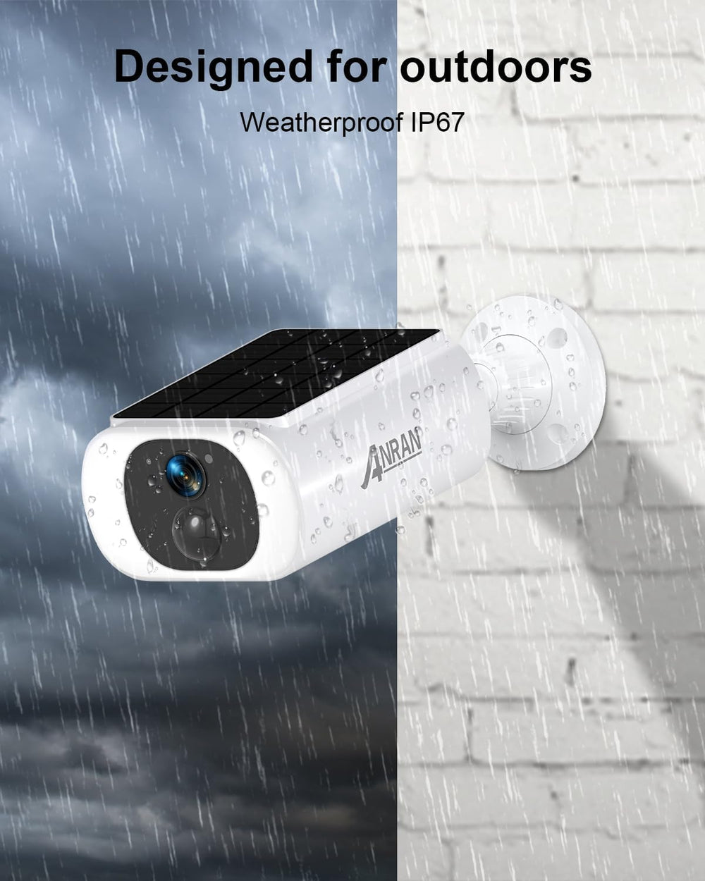 ANRAN 5MP Solar Security Cameras Wireless Outdoor, Solar & Battery Powered
