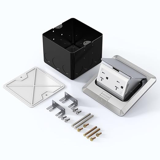 KYHSHJ Pop Up Floor Electrical Outlet Box Kit，20 Amp Stainless Steel TR