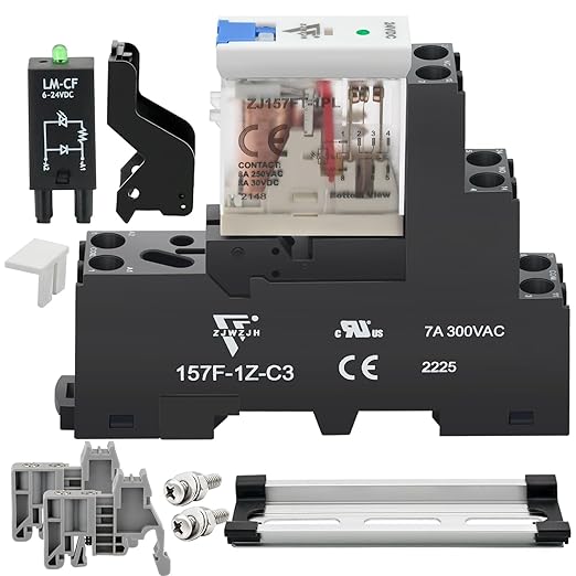 12 Pcs 12Amp Power Relay Switch UL Listed 24V DC Relay Coil, 5 Pin SPDT 1NO 1NC