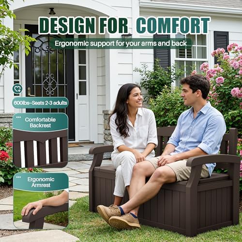 Devoko 80 Gallon Storage Bench Deck Box Waterproof&Lockable