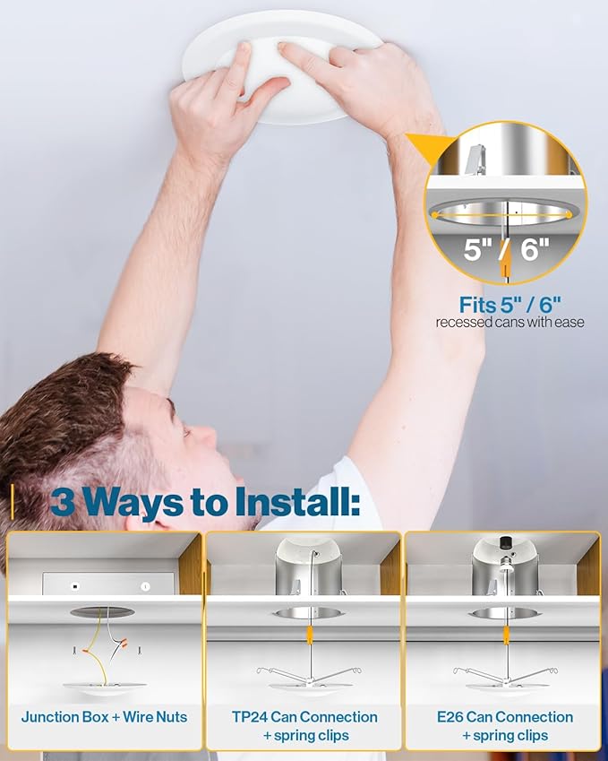 Sunco 48 Pack LED Disc Lights Ceiling 6 Inch, Flush Mount Disk Light, Recessed