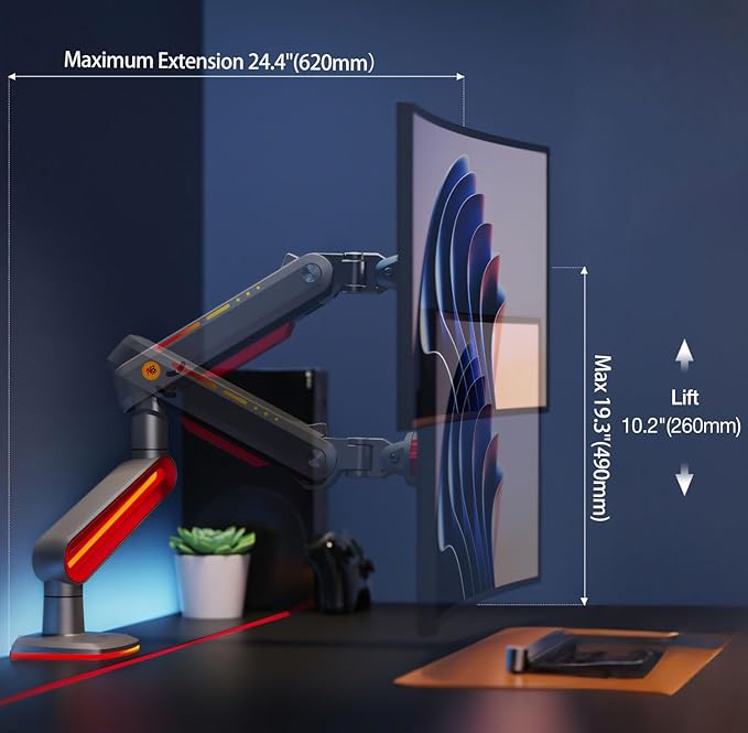 NB Designer Gaming Monitor Arm for 32 to 60 Inches Screen, Load up to 20 kg