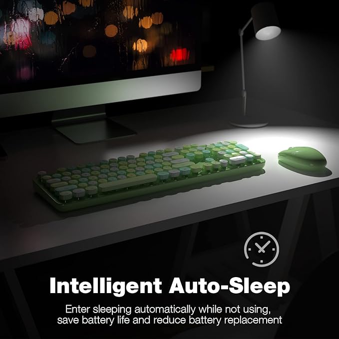 MOFII Wireless Keyboard and Mouse Combo, 2.4GHz Retro Full Size Typewriter