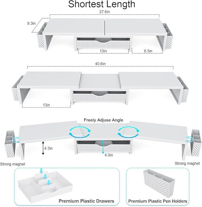 gianotter Dual Monitor Stand Riser, Desk Organizer