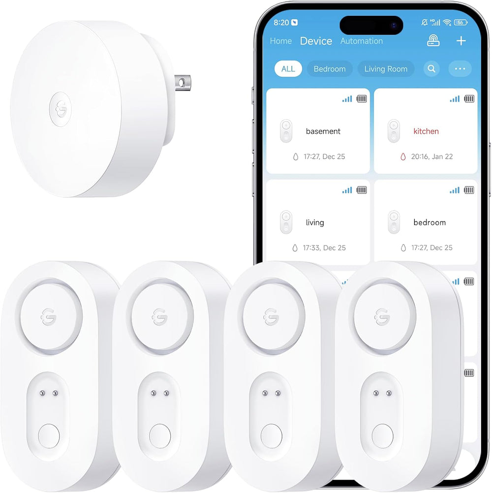 GoveeLife Upgraded Smart Water Leak Detector 1s (4 Pack)