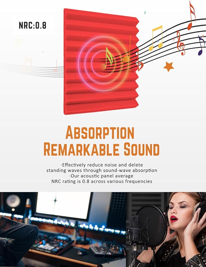 Acoustic Foams Panels 48 Pack 1" x 12"x 12" Sound Proof Foam P...