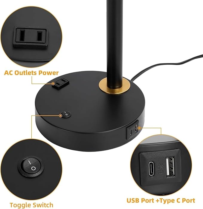 Starstrips Desk Lamp with Dual USB Charging Port, Heavy Duty Metal Task Light