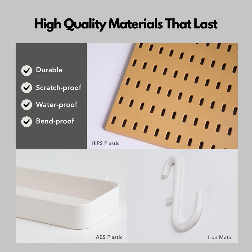 Keepo Peg Board Wall Organizer – Plastic Pegboard Panels, Modular Peg Board S...