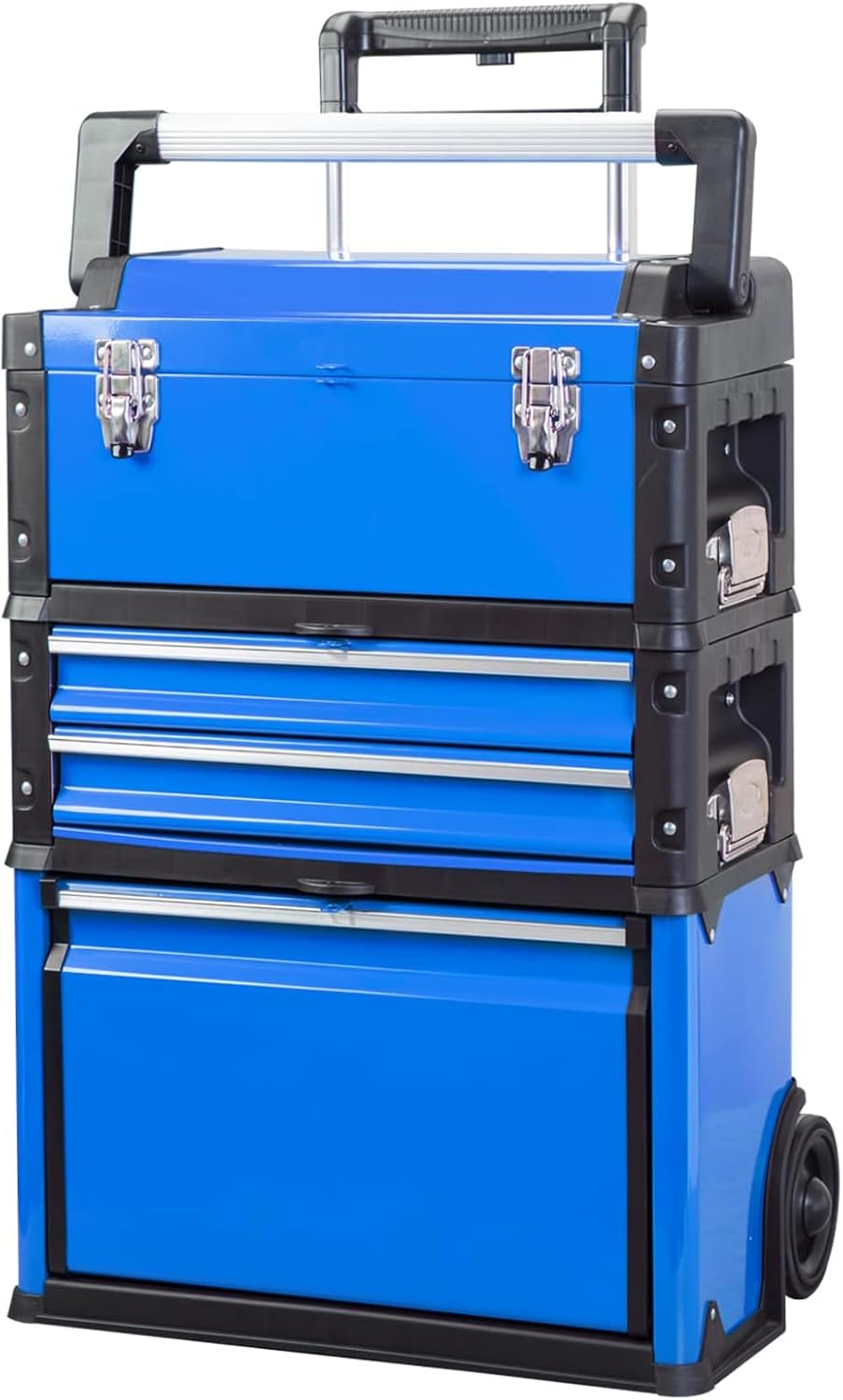 Stackable Rolling Tool Box Portable Metal Toolbox Organizer with Wheels and 2...