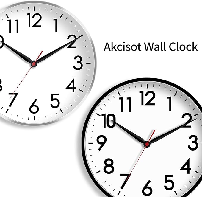 AKCISOT 16 Inch Wall Clock Large Silent Non-Ticking Wall Clocks Battery Operated
