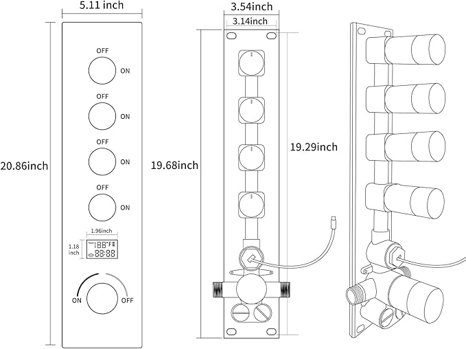 KATAIS Tempreature Display Shower System Brushed Nickel Shower Faucet Set