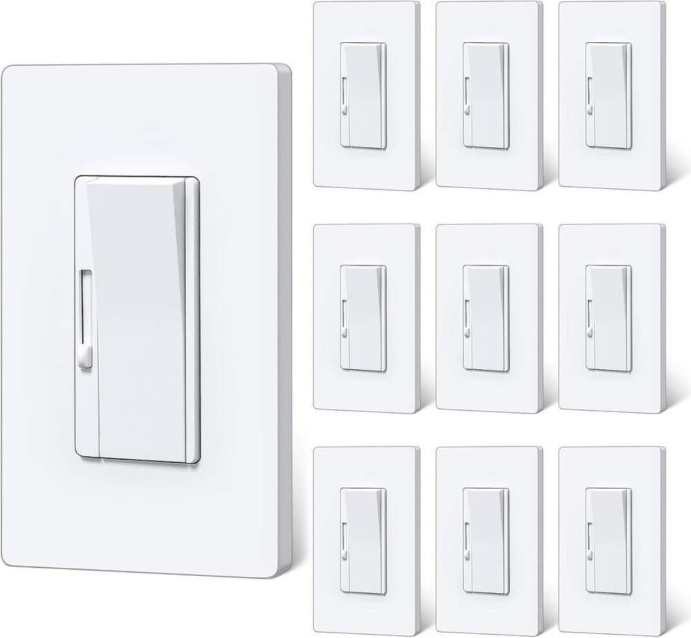 BESTTEN 10 Pack Super Slim Digital Dimmer Light Switch, Quiet Rocker, Max 300W