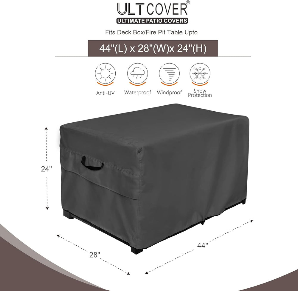 ULTCOVER Waterproof Outdoor Deck Box Cover 44L x 28W x 24H in, Black