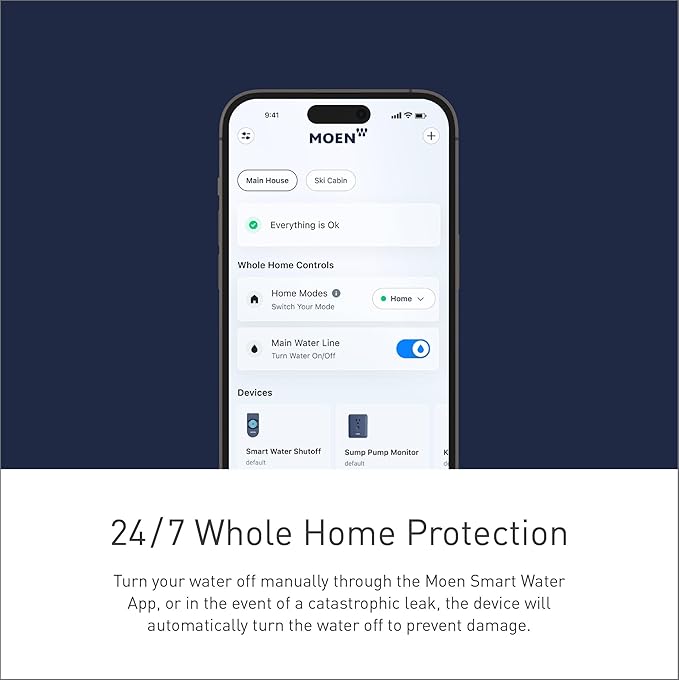 Moen Flo Smart Water Monitor and Automatic Shutoff Sensor, Wi-Fi Connected