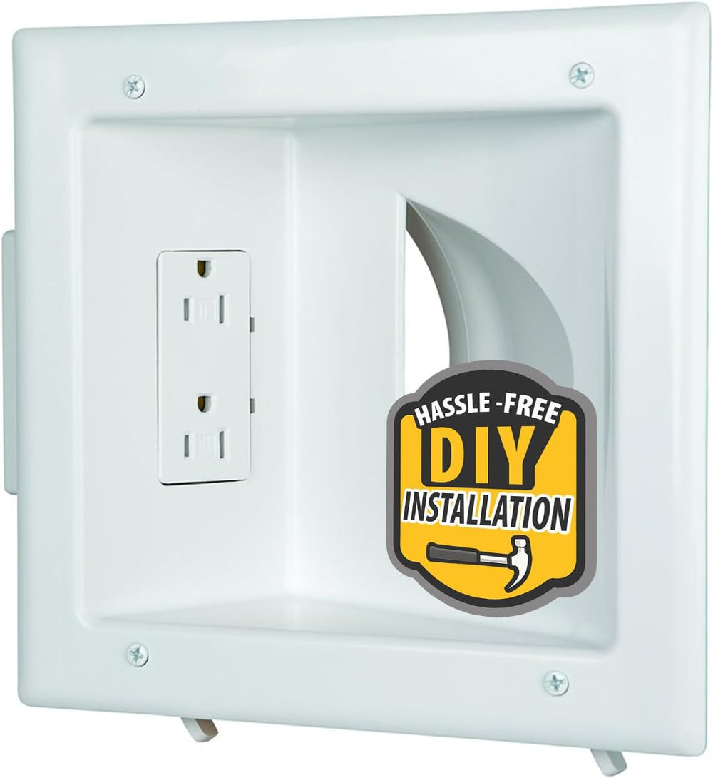 DATA COMM Electronic 45-0031-WH Recessed Low Voltage Media Wall Plate w/