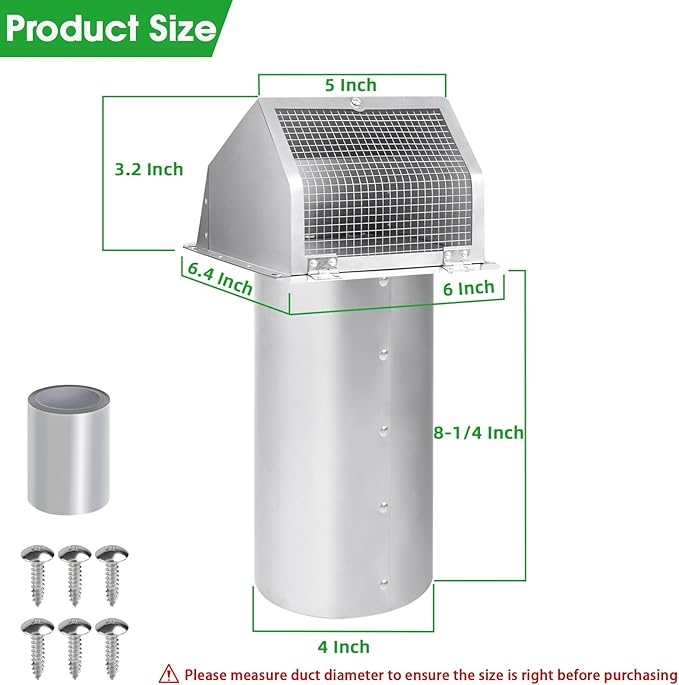 4 Inch Dryer Vent Cover Outside Hooded Wall Vent