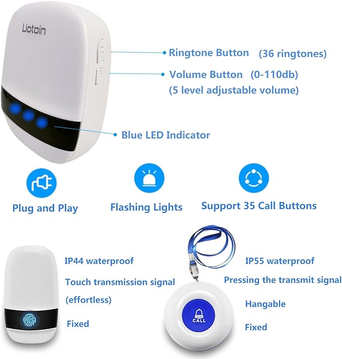 LIOTOIN Caregiver Pager Wireless Alert System