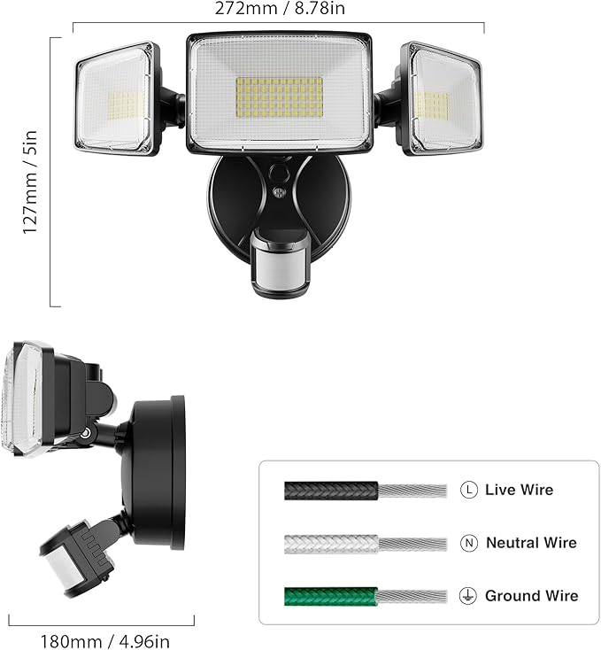 Onforu 2 Pack 100W 11000LM LED Motion Sensor Outdoor Lights, Dusk to Dawn Flood