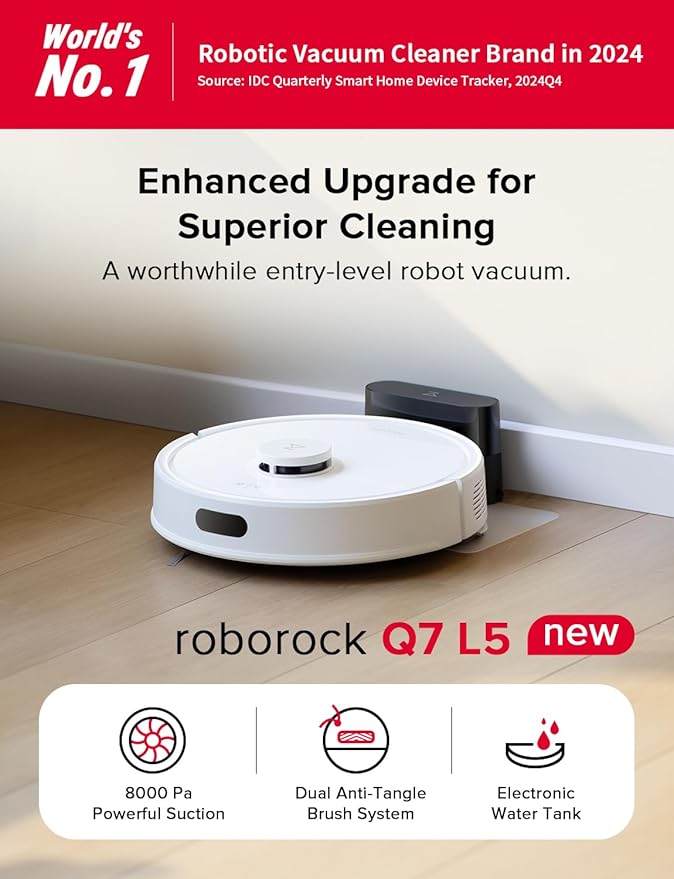 roborock Q7 L5 Robot Vacuum and Mop Combo, 000Pa Suction, Upgraded from Q5 Pro