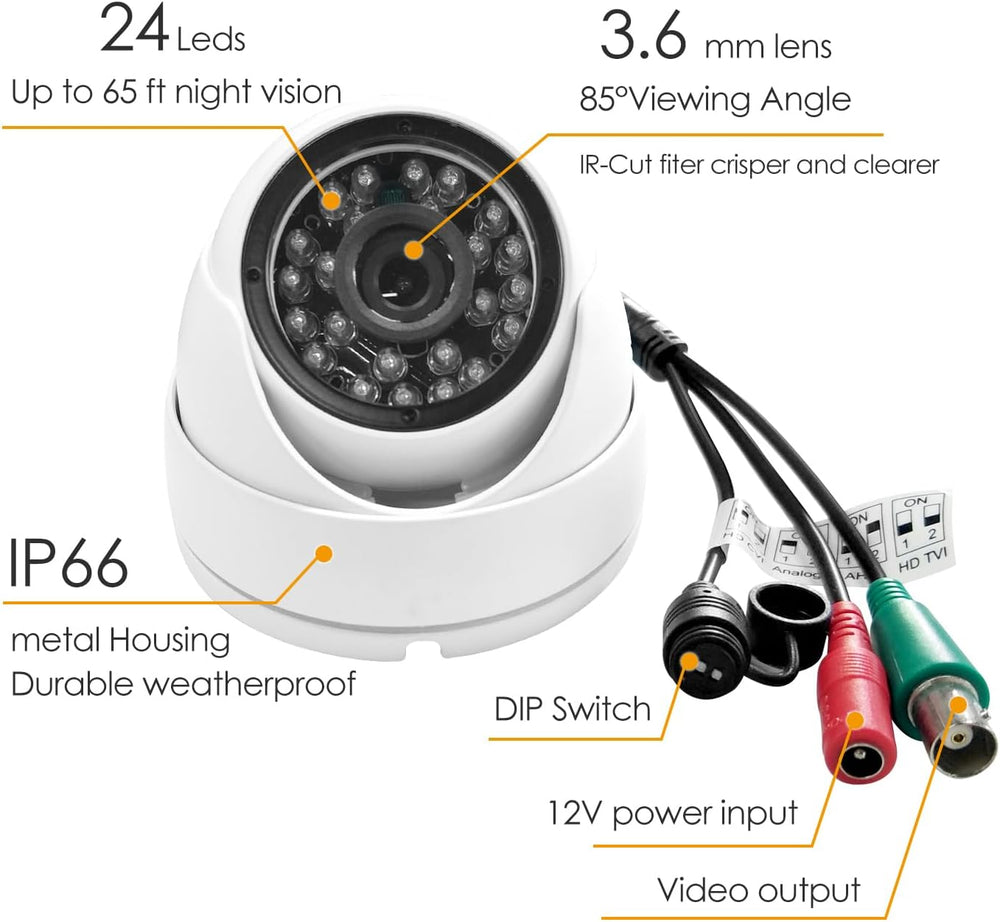 Analog CCTV Camera HD 1080P 4-in-1 (TVI/AHD/CVI/960H Analog) Security Dome Ca...