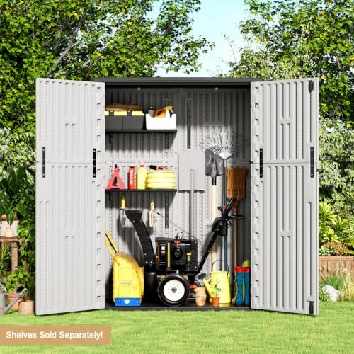 KINYING Outdoor Storage Shed,57Cu.ft Resin Vertical Outdoor Storage Cabinet