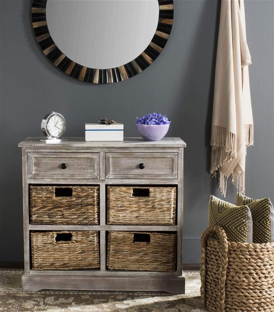 SAFAVIEH Herman Wood Storage Cabinet, 27.5" Farmhouse White Washed AMH5702G