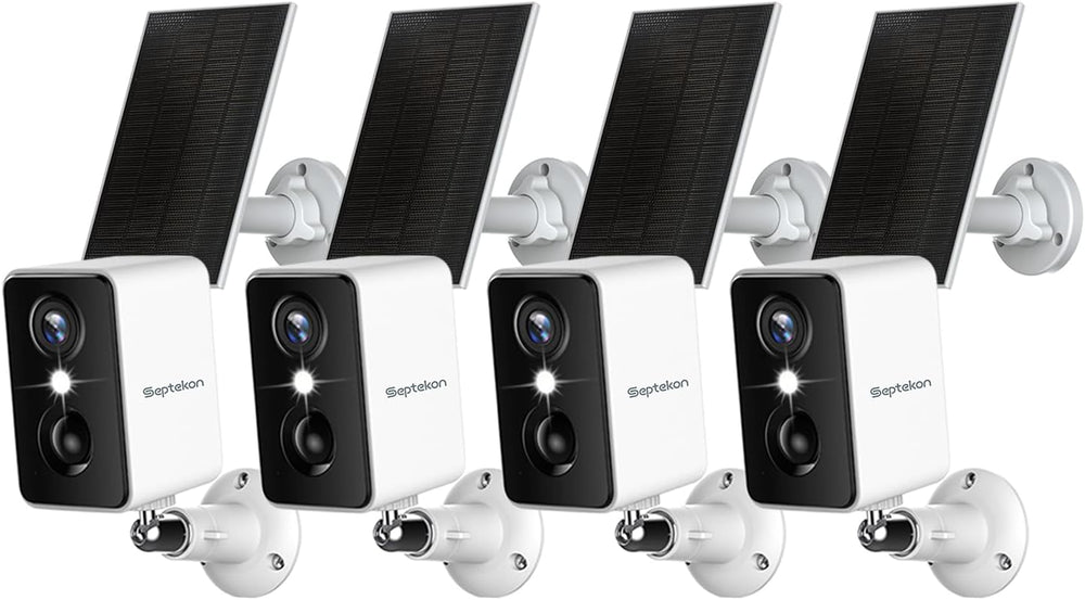 Septekon 2K Security Cameras Wireless Outdoor 4 Pack, Solar Battery Powered C...