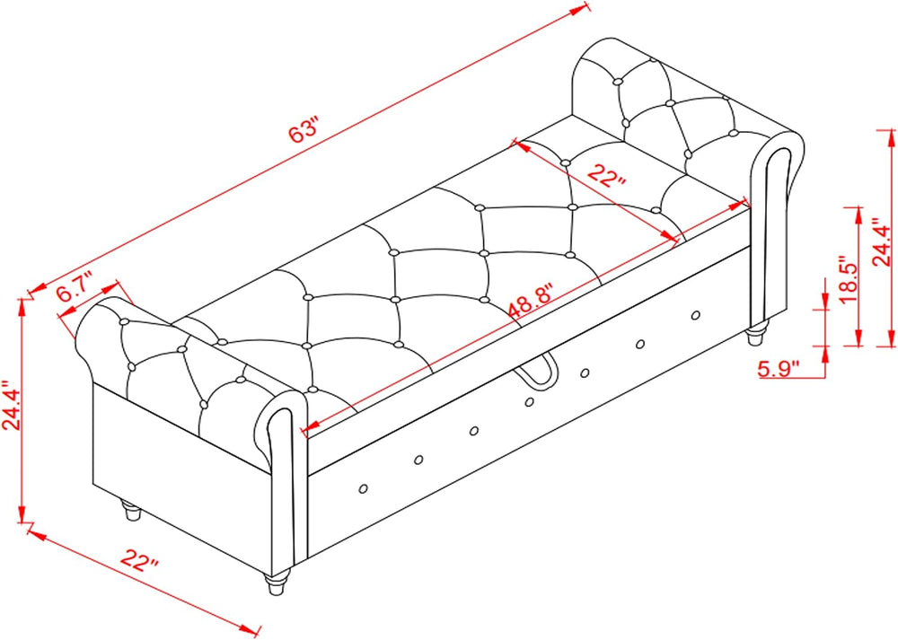 KEIKI Storage Bench for Bedroom, 63" Bed Benches for Foot of Bed, Beige