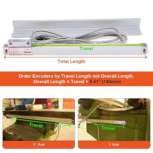 TOAUTO Digital Readout 2 Axis 3 Axis DRO Display Linear Scale 150mm 6"