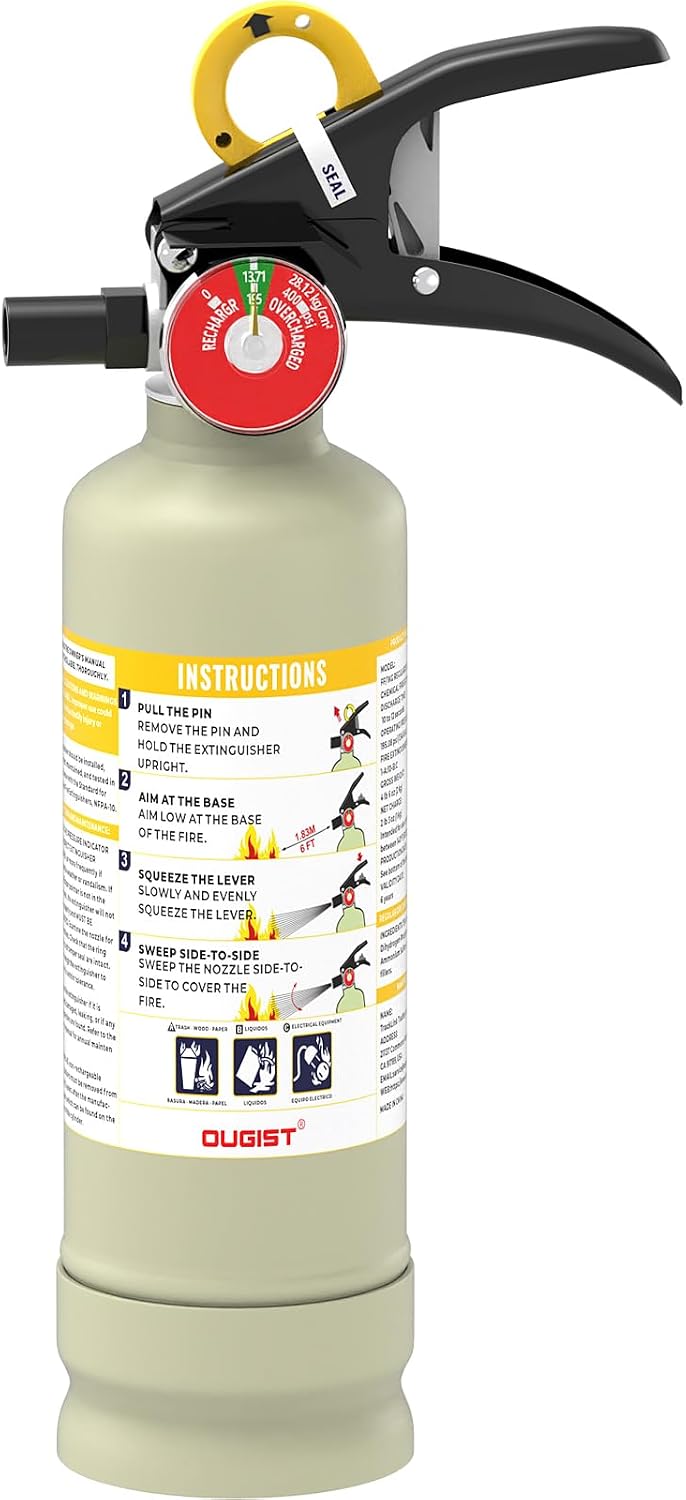 Ougist ABC Dry Chemical Fire Extinguisher, 2.5 lb Agent, 1-A:10-B:C